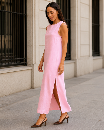 Vestido Largo Sin Mangas con Abertura Lateral