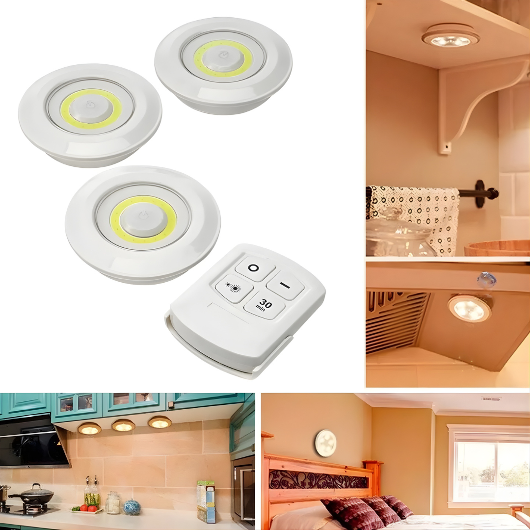 Lámparas LED Inalámbricas con Control Remoto y Adhesivo (Pack X3)