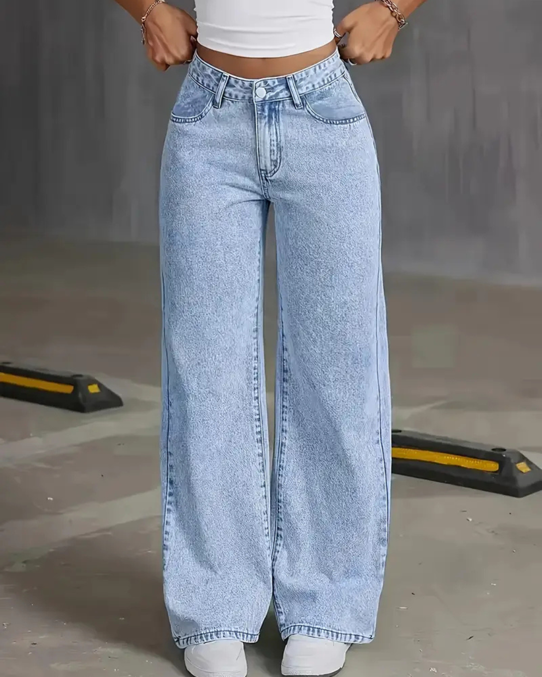 Jeans rectos de pierna ancha para mujer con estilo clasico