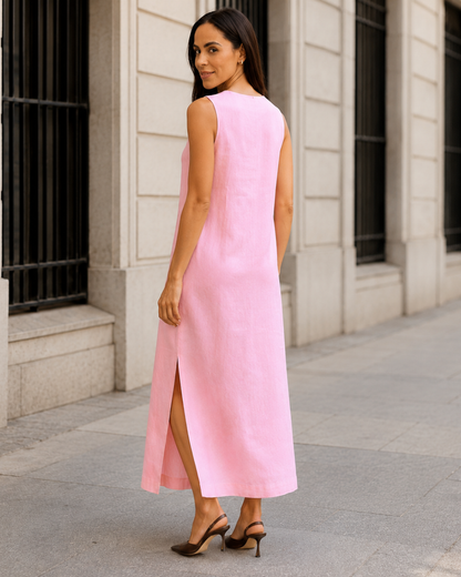 Vestido Largo Sin Mangas con Abertura Lateral