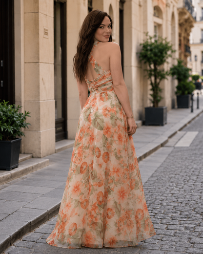 Vestido Largo Floral con Escote Cruzado®