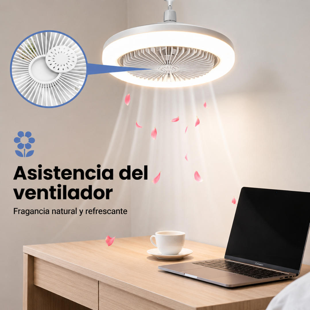 Lámpara y Ventilador 2 en 1 con Control Remoto
