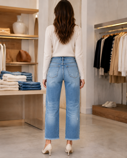 Jeans Pesqueros con Bajos Deshilachados