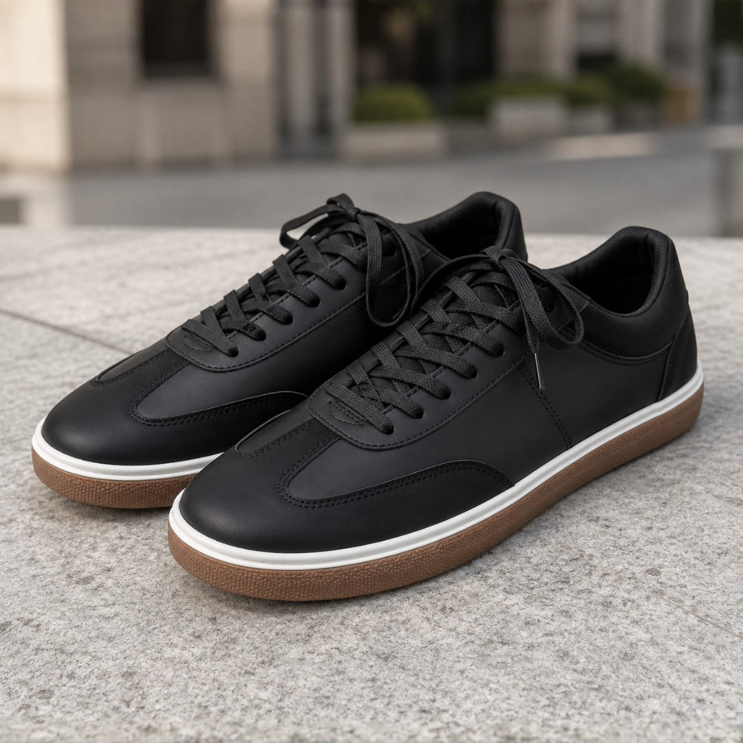 Zapatillas Casuales de Piel con Suela Contrastada