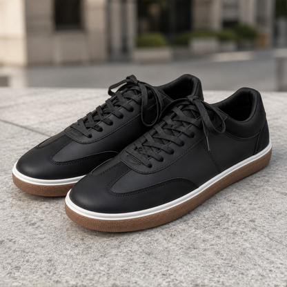 Zapatillas Casuales de Piel con Suela Contrastada