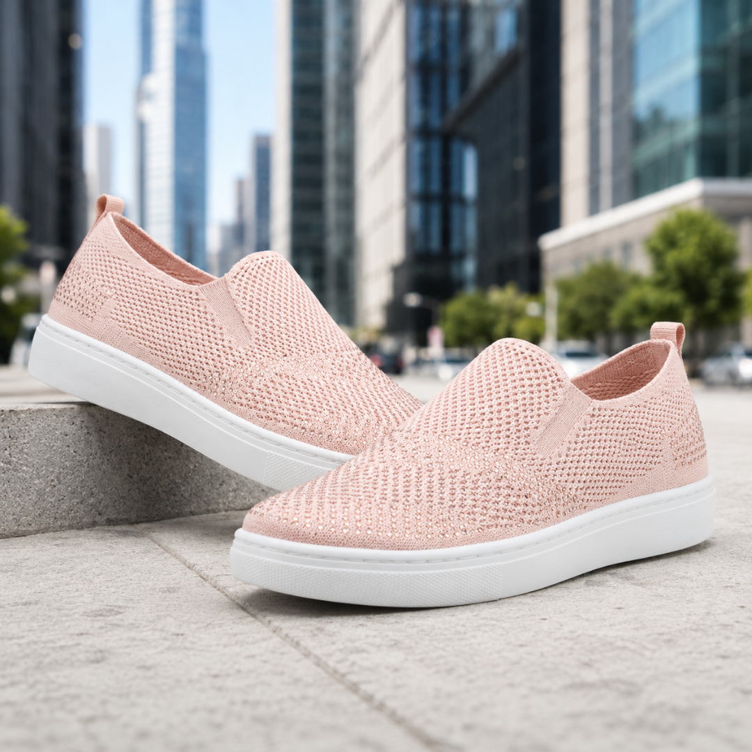 Zapatillas Slip-On de Punto con Detalles Brillantes