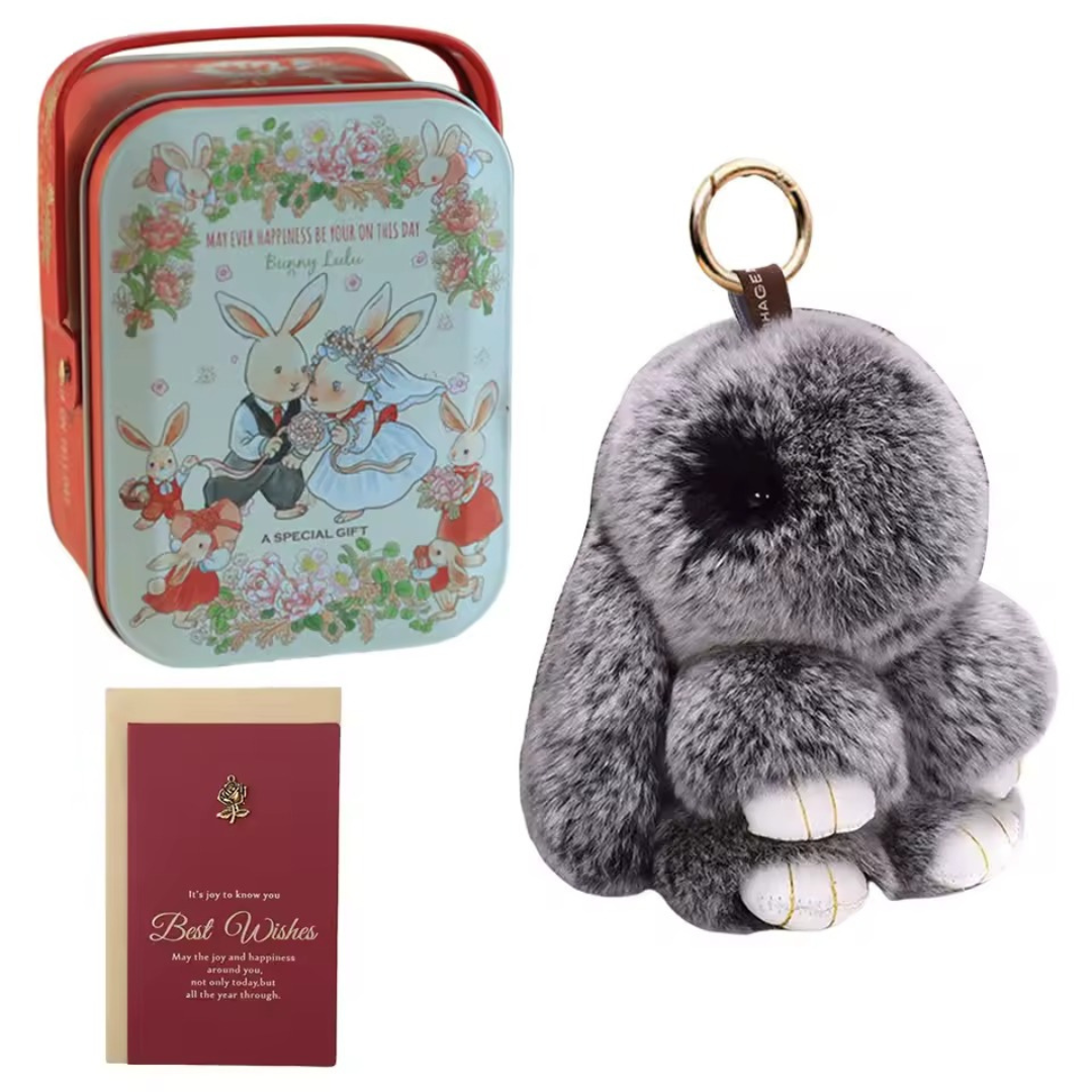 Llavero de Conejito PomPom Premium Hecho a Mano®