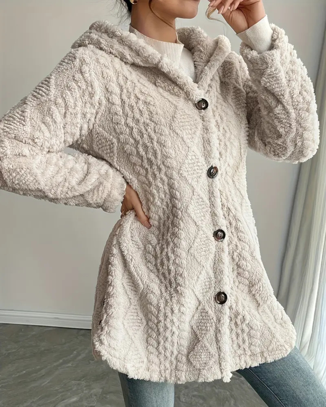 Abrigo con capucha larga para mujer®