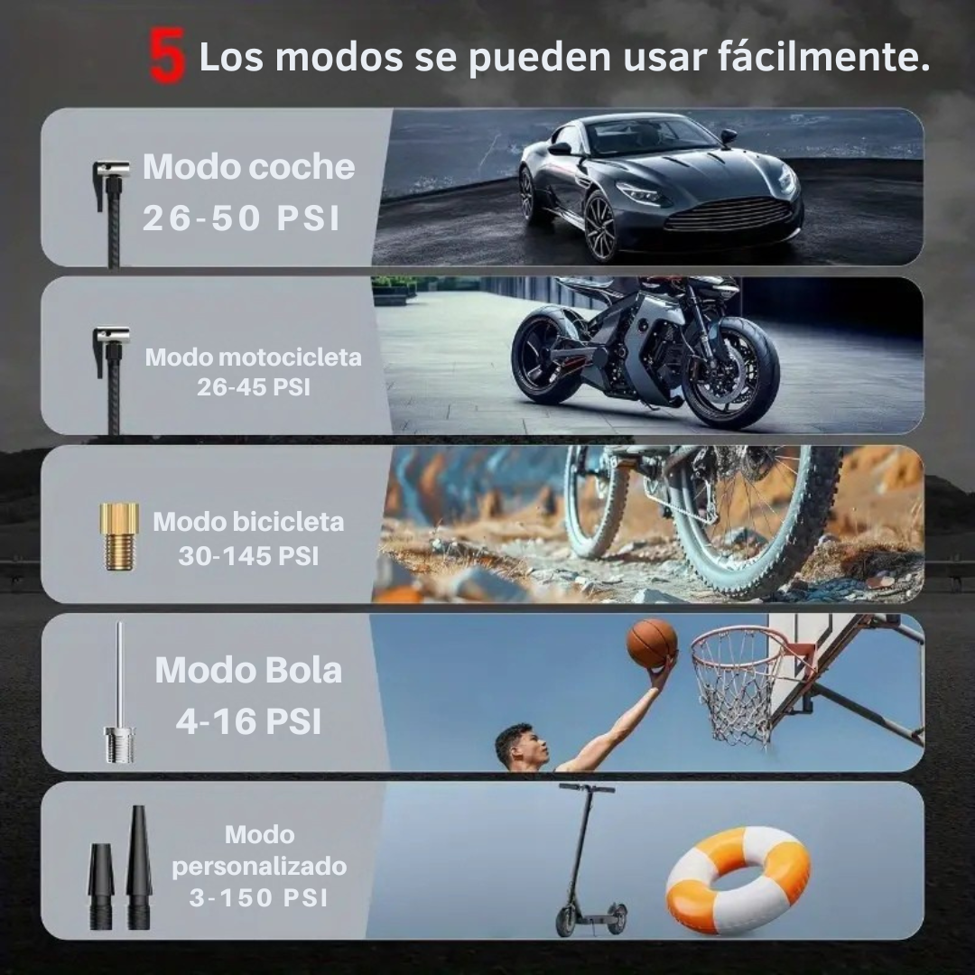 Inflador portátil inteligente - Presión precisa en un instante