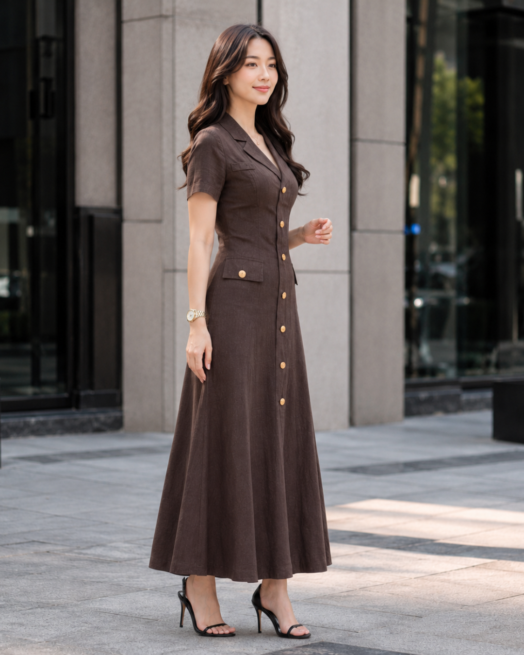 Vestido Largo con Botones