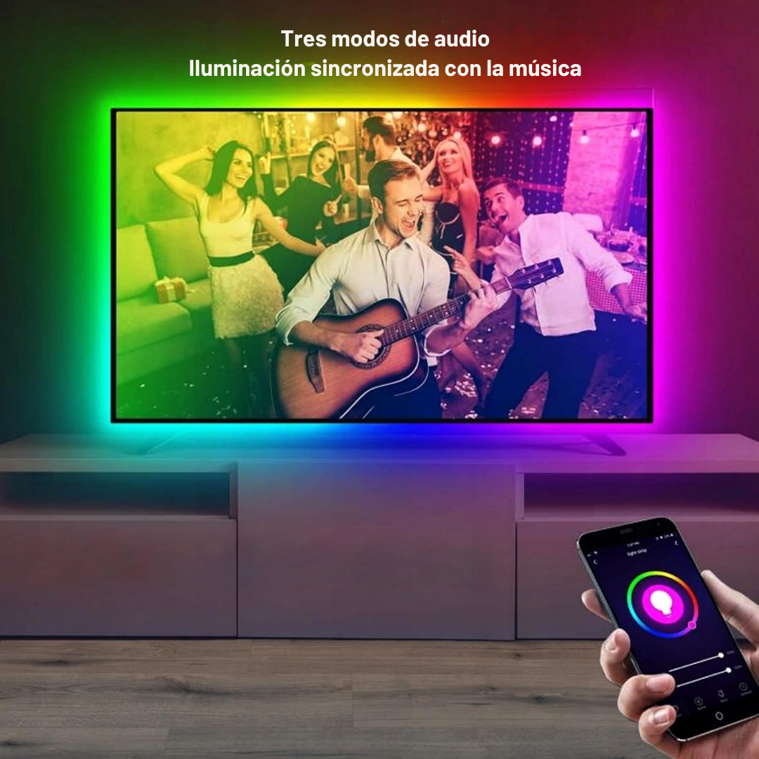 Kit de retroiluminación LED RGB que cambian de color para TV inteligente con caja de sincronización HDMI 4K30Hz, 16.4 pies para 55-75 pulgadas