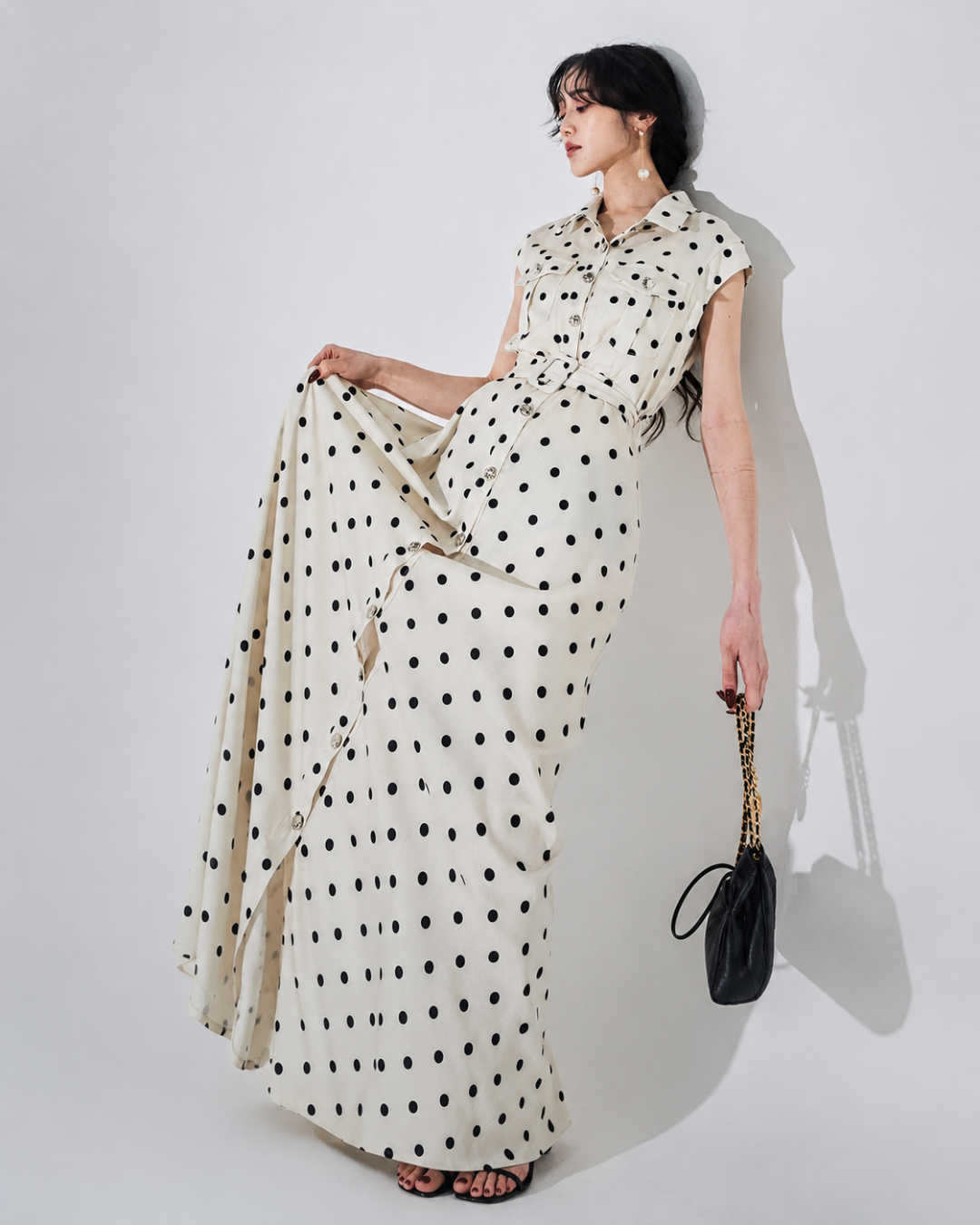 Vestido Largo Camisero de Puntos