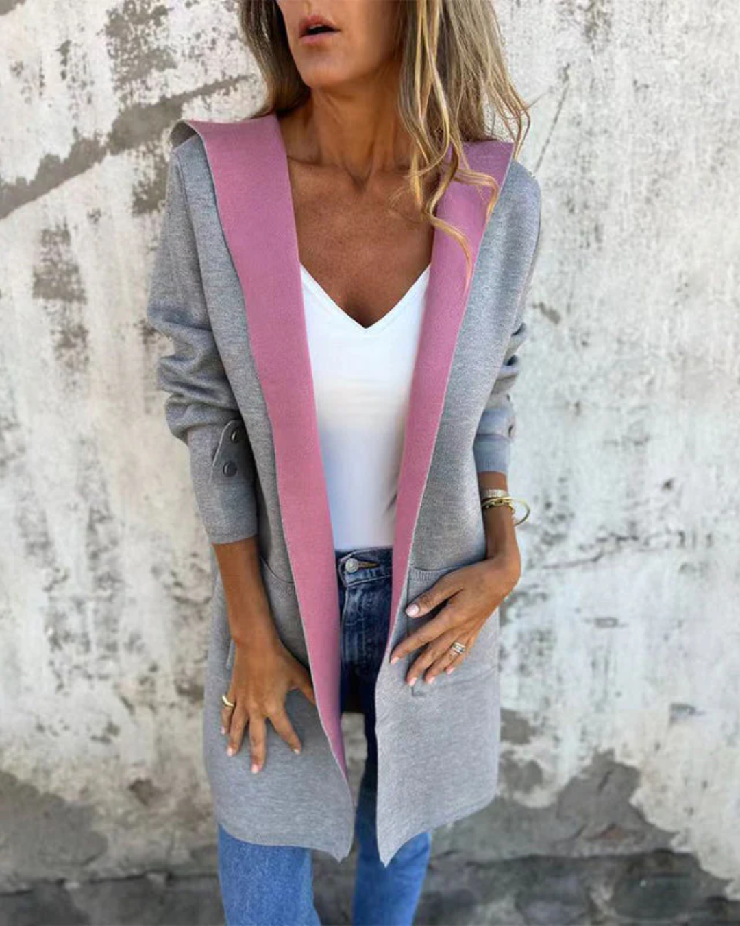 Abrigo casual con capucha para mujer®