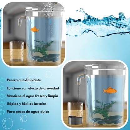 Acuario con Ecosistema Autolimpiable e Iluminación LED Integrada