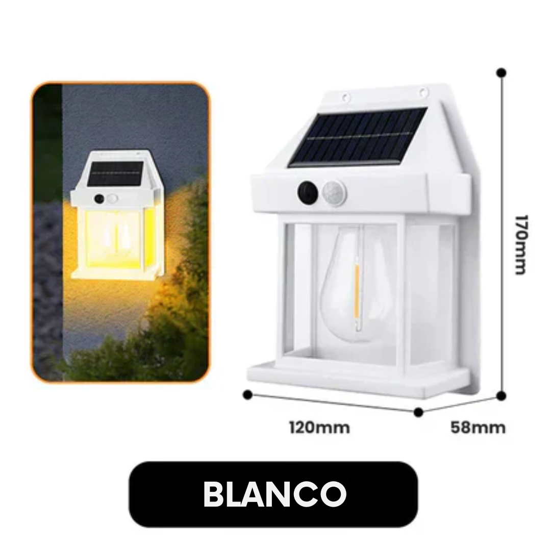 Lámpara solar exterior con sensor de movimiento y carga automática