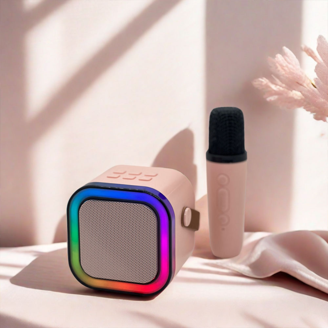 Minialtavoz portátil con micrófono y luces RGB