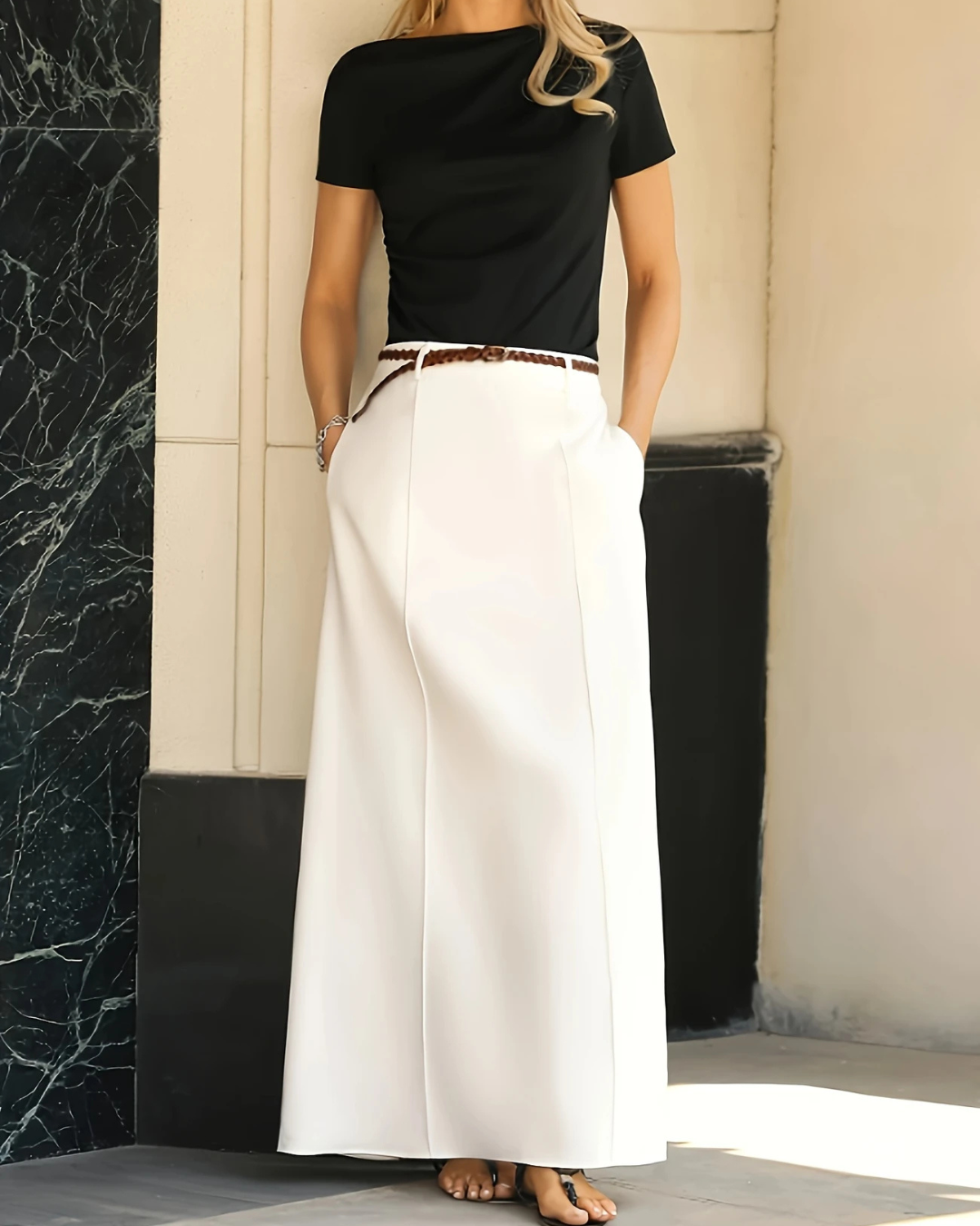 Falda Maxi Fluida de Cintura Alta