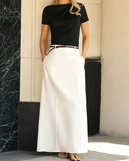 Falda Maxi Fluida de Cintura Alta
