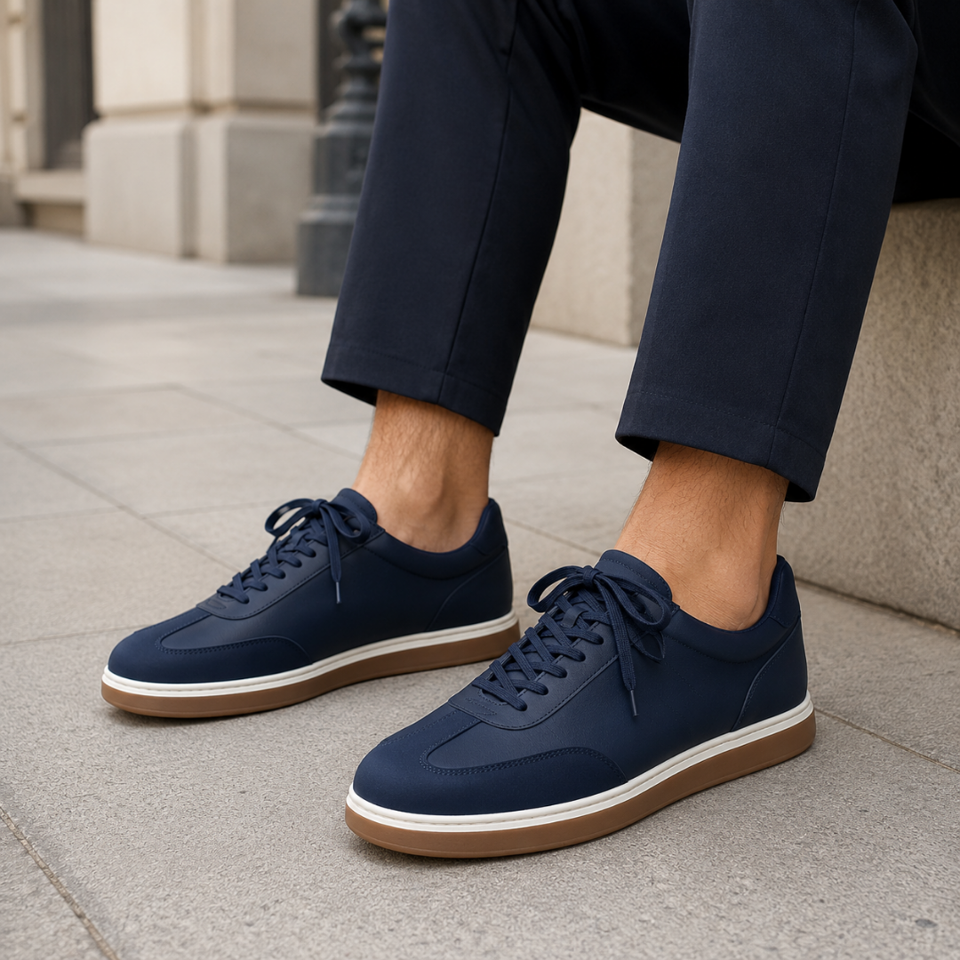 Zapatillas Casuales de Piel con Suela Contrastada
