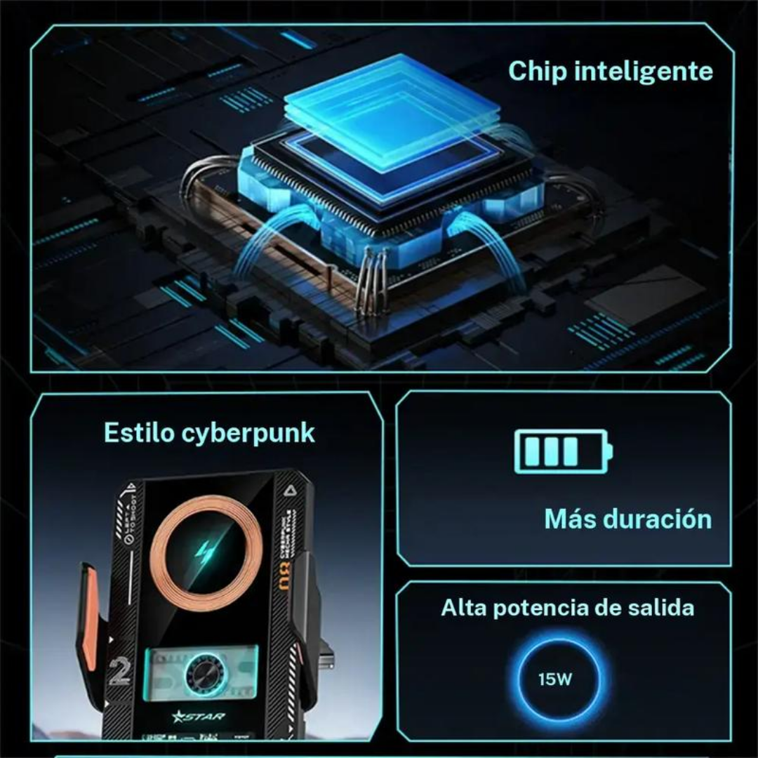 Cargador Inalámbrico para Coche de 15W con Sujeción Automática