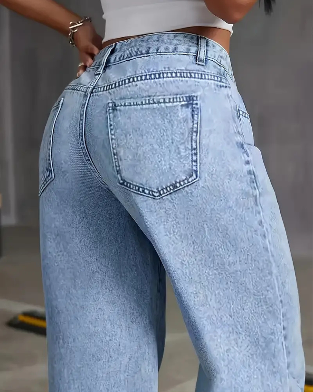 Jeans rectos de pierna ancha para mujer con estilo clasico