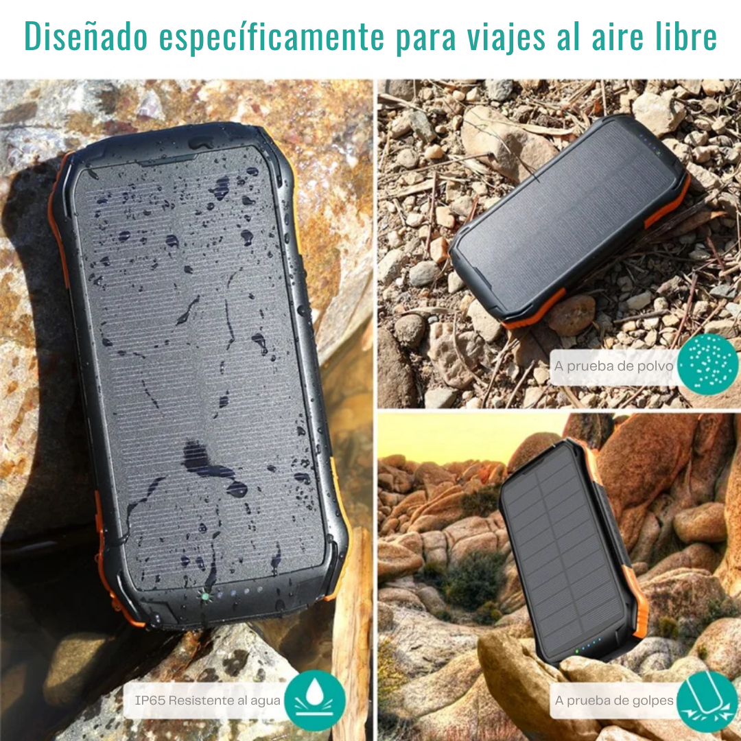 Power Bank Solar de 10.000 mAh resistente al agua y a los golpes