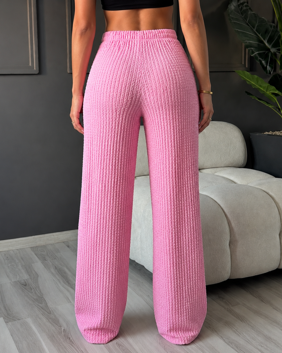 Pantalón ancho de punto texturizado