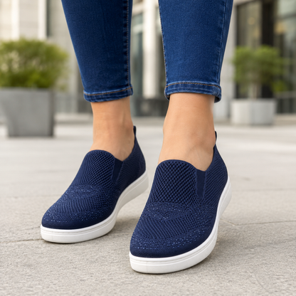Zapatillas Slip-On de Punto con Detalles Brillantes