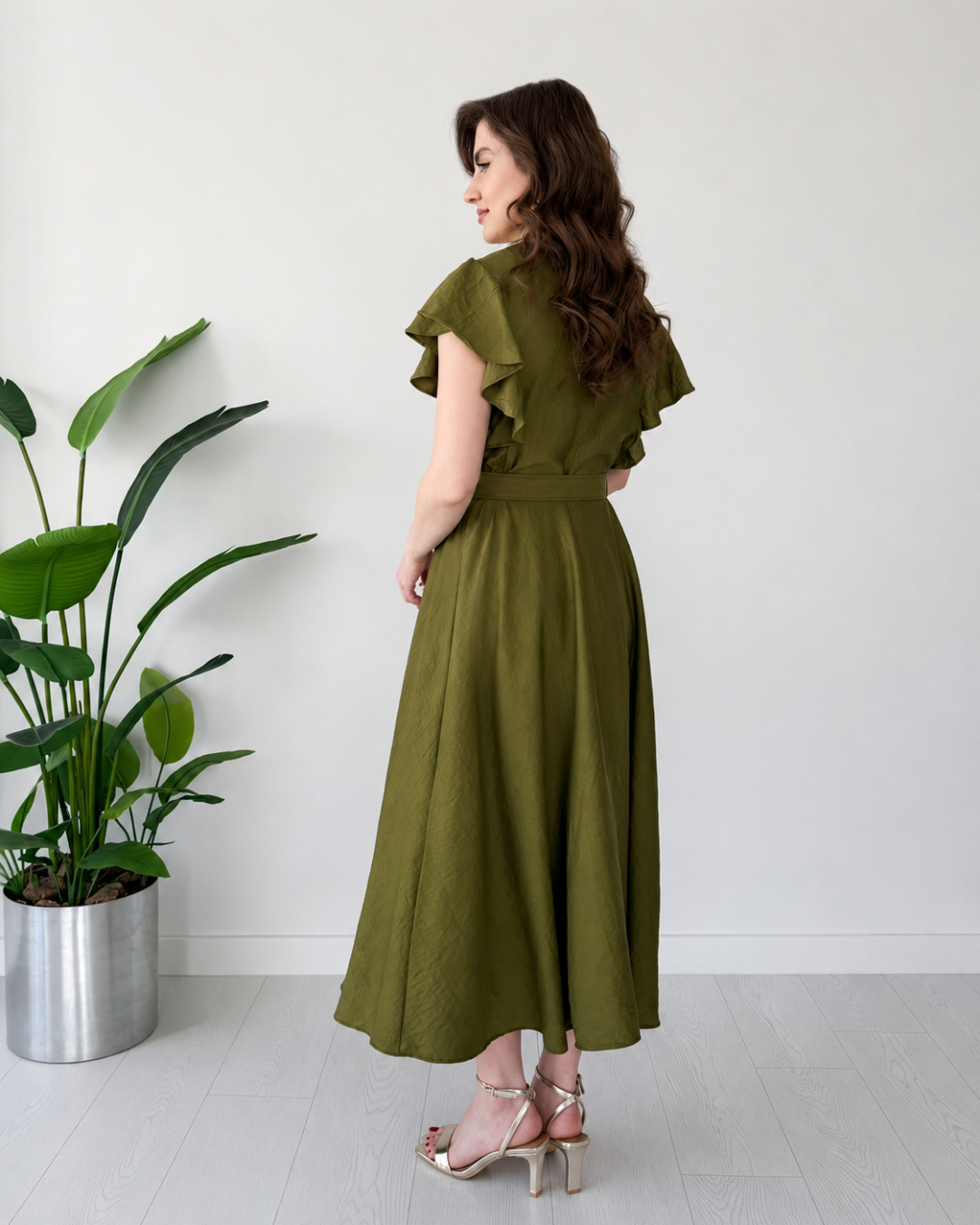 Vestido Midi de Mangas con Volantes®