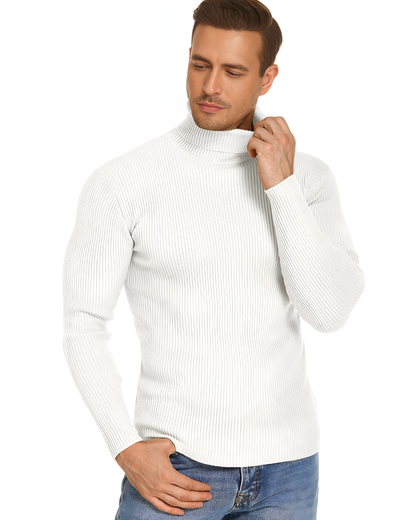Suéter de Cuello Alto de Punto Acanalado Para Hombre®
