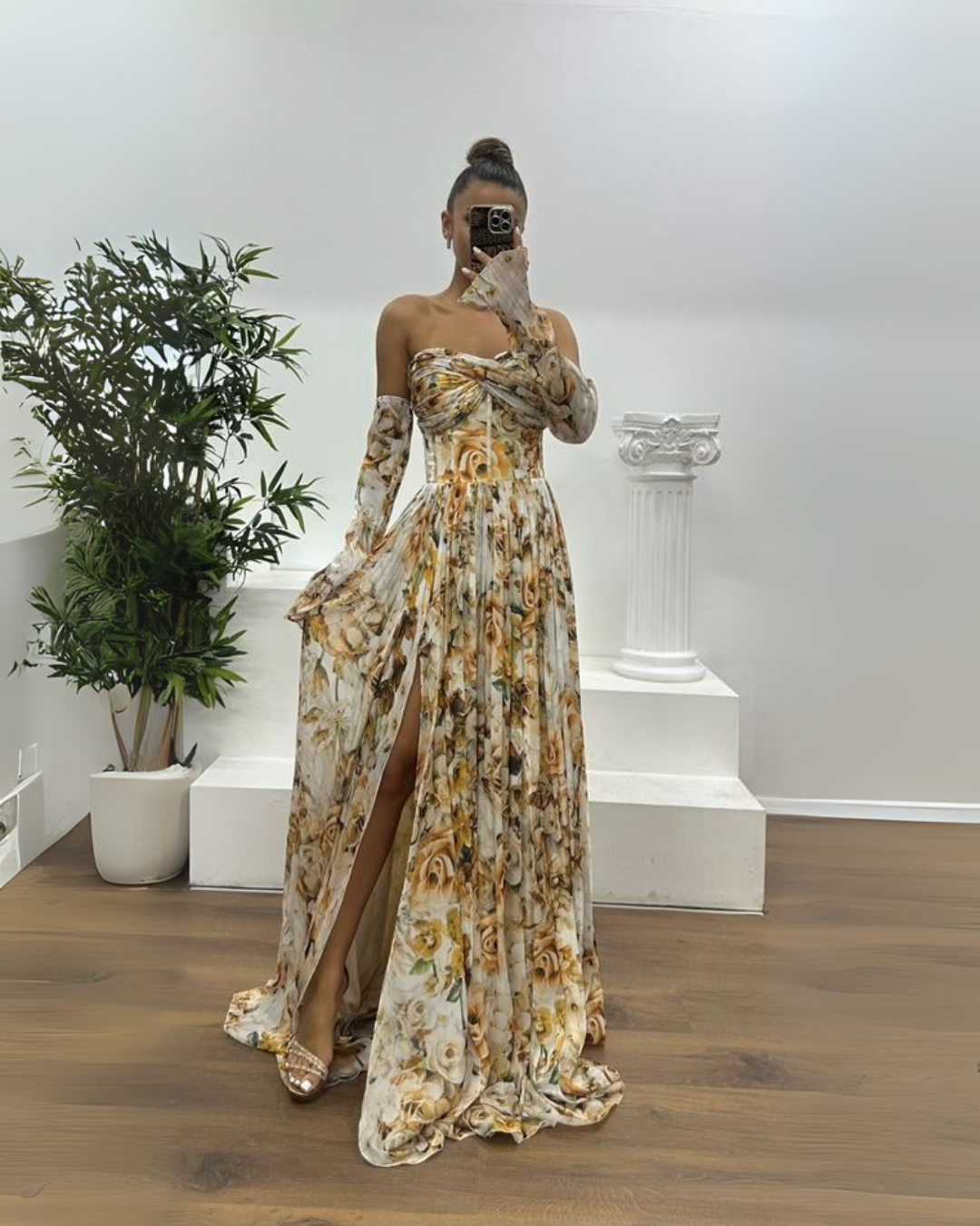 Vestido largo elgante con estampado sutil