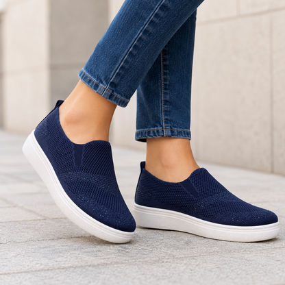 Zapatillas Slip-On de Punto con Detalles Brillantes