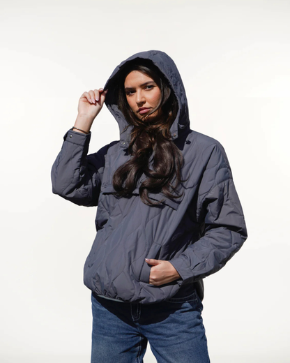 Abrigo con capucha acolchada plegable e impermeable Para Mujer®