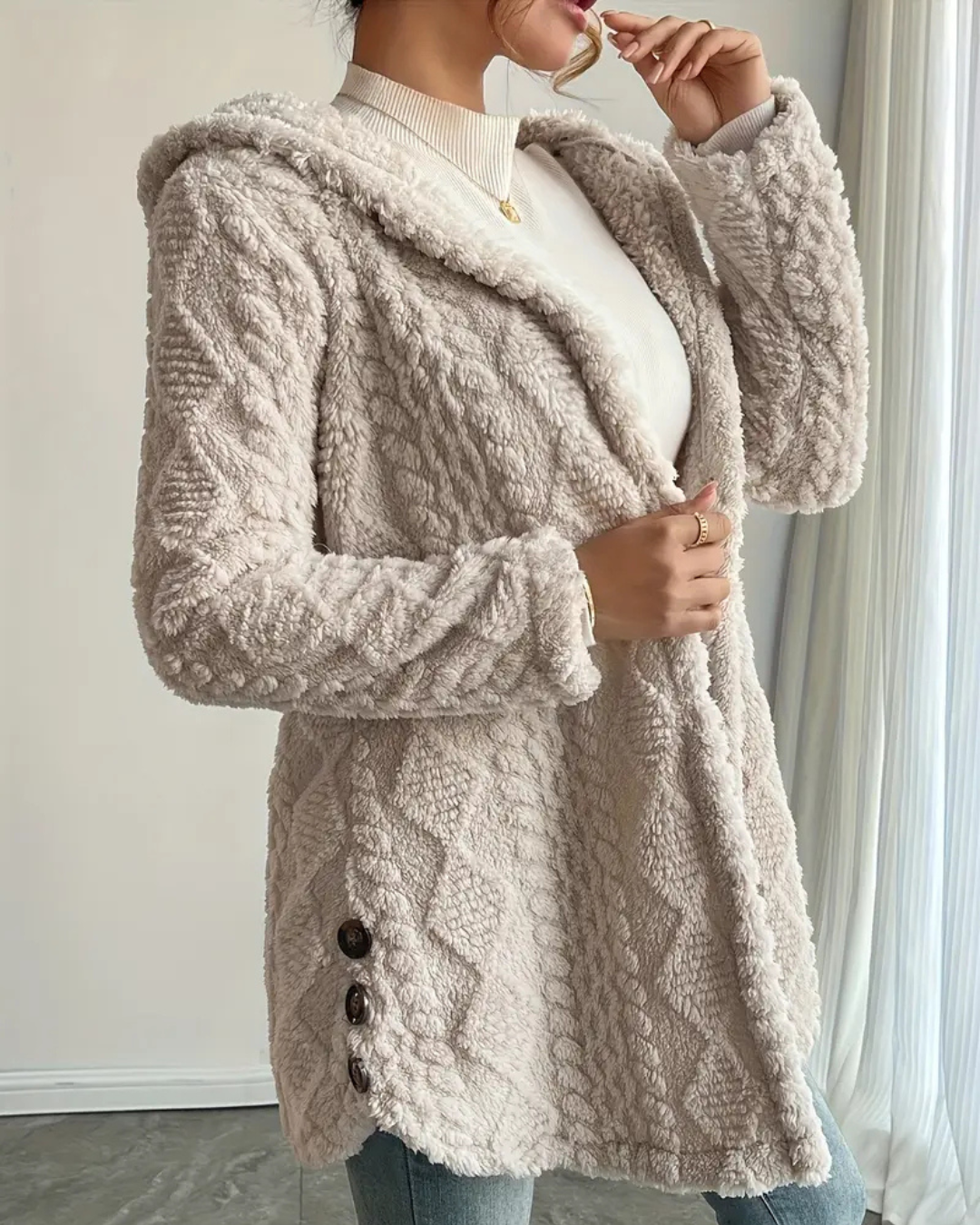 Abrigo con capucha larga para mujer®