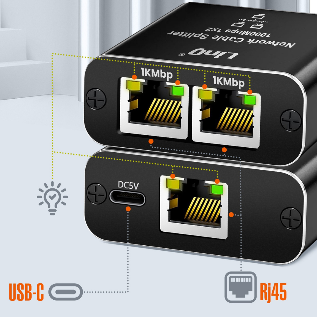 Duplicador Ethernet Gigabit 1000 Mbps