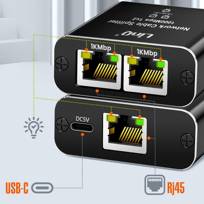 Duplicador Ethernet Gigabit 1000 Mbps