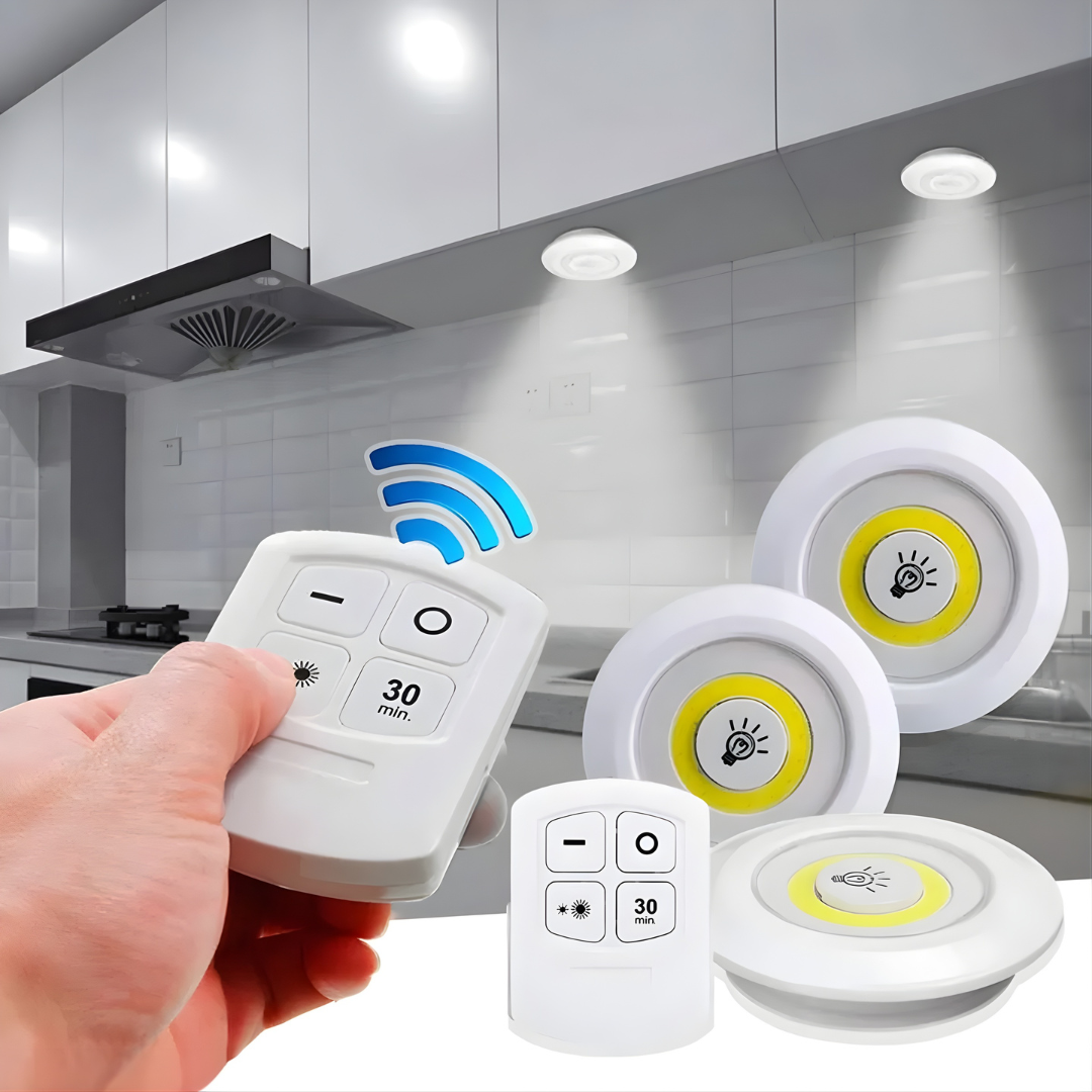 Lámparas LED Inalámbricas con Control Remoto y Adhesivo (Pack X3)
