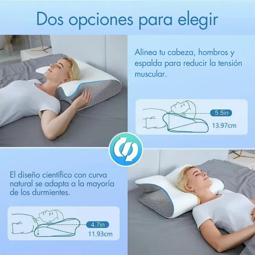 Almohada Cervical Viscoelástica Ergonómica con Diseño de Mariposa