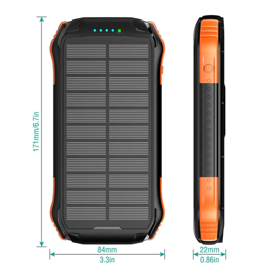 Power Bank Solar de 10.000 mAh resistente al agua y a los golpes