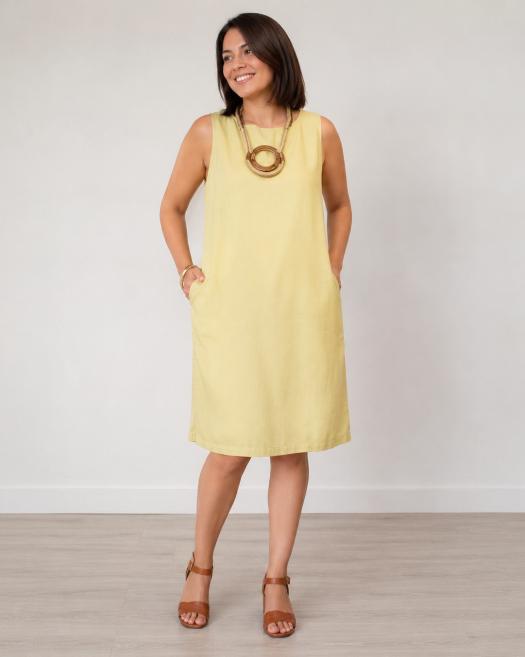 Vestido midi de lino transpirable