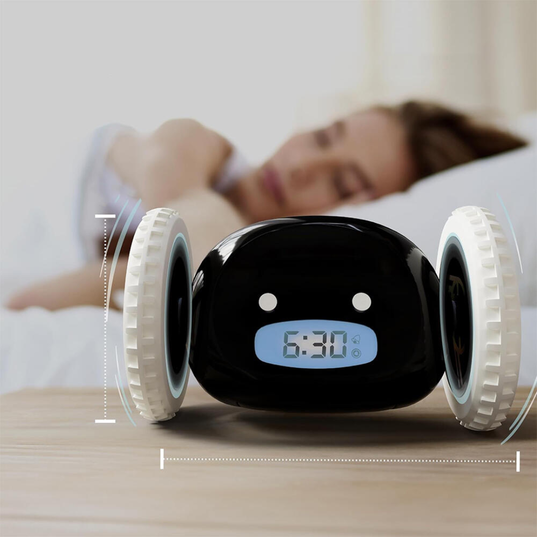 Despertador Digital Inteligente con Ruedas Que Corre Sonido Potente Ruidoso
