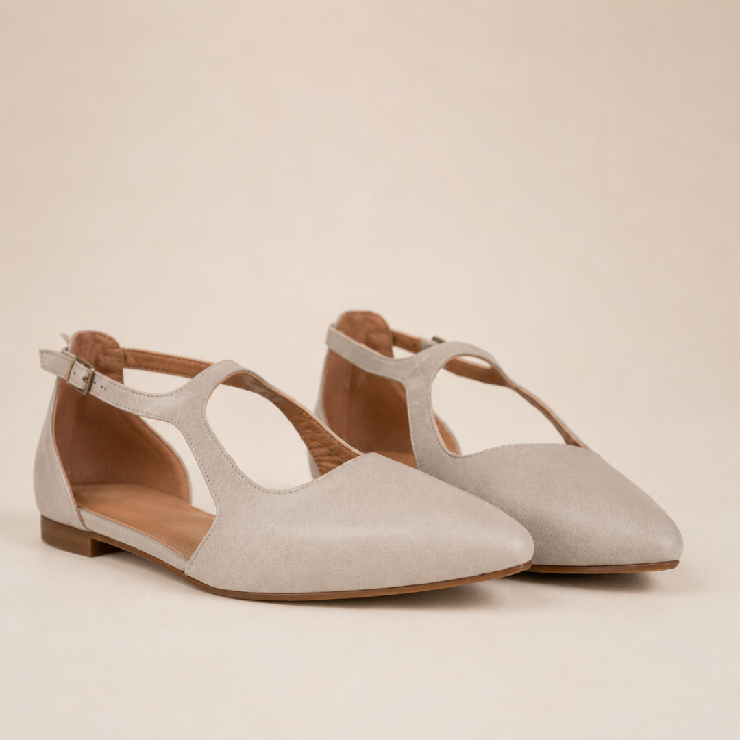 Bailarinas de piel con diseño T-Strap