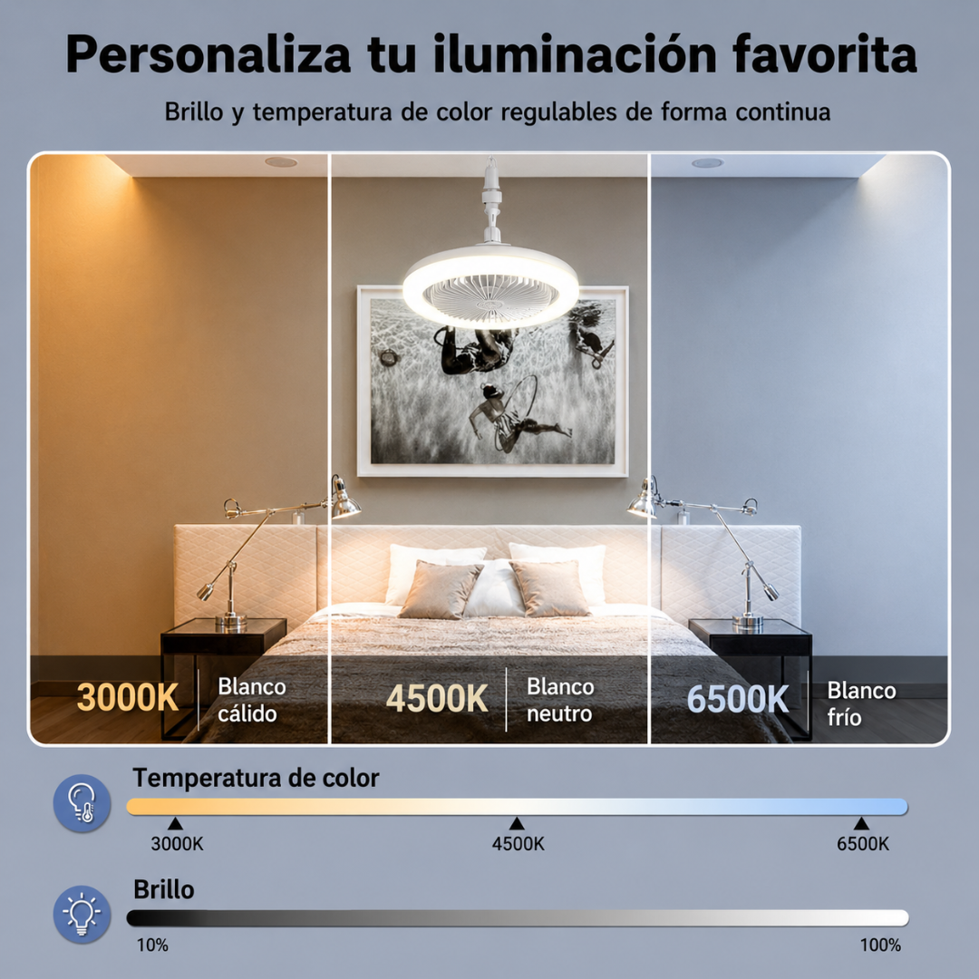 Lámpara y Ventilador 2 en 1 con Control Remoto