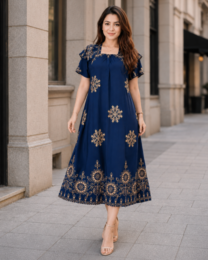 Vestido Estampado con Ajuste Posterior