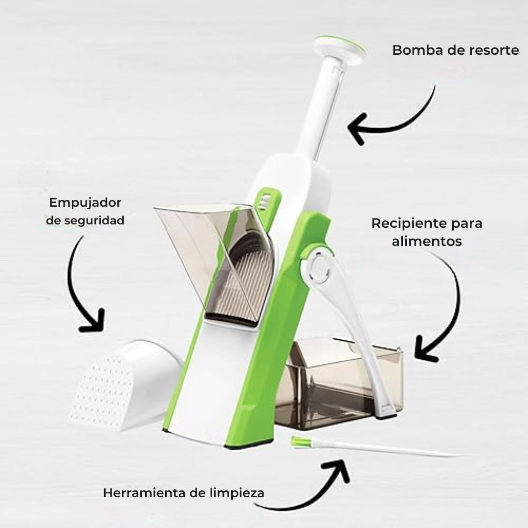 Mandolina de Cocina Multifuncional con Sistema de Bomba Segura