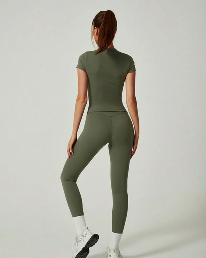 Conjunto de leggings y camiseta sin costuras para mujer