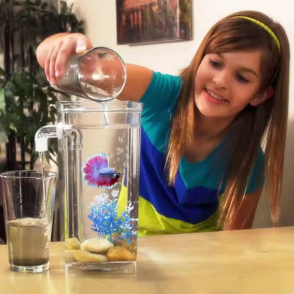 Acuario con Ecosistema Autolimpiable e Iluminación LED Integrada