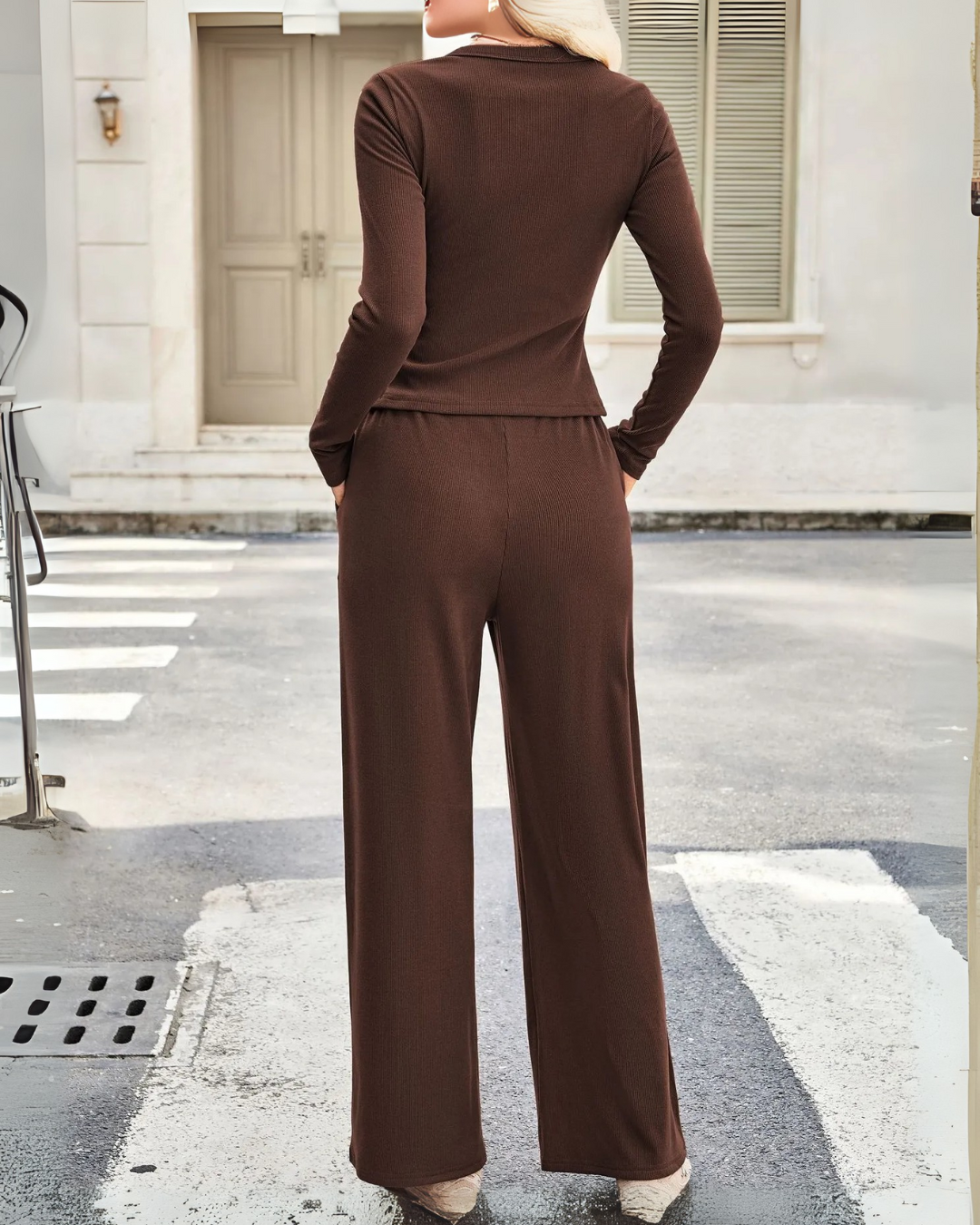 Conjunto de Dos Piezas con Top de Botones y Pantalón para Mujer®