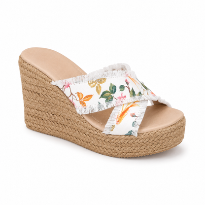 Sandalias de Cuña con Bandas Florales