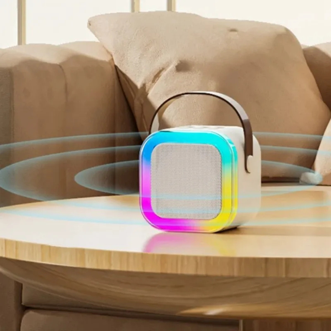Minialtavoz portátil con micrófono y luces RGB